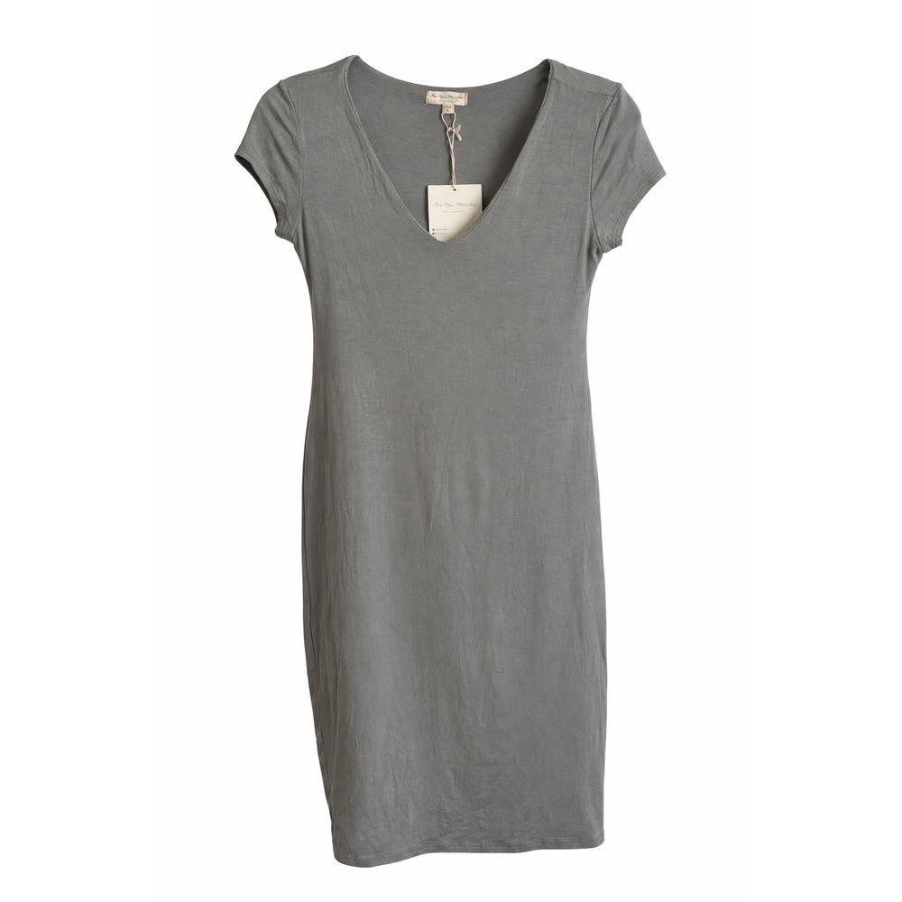 NWT See You Monday Jade Green T-Shirt Midi Dress Small V Neck Minimalist